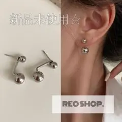 再入荷♥シルバーピアス☆ゴールドピアス☆ボールピアス☆2連☆シンプル☆韓国