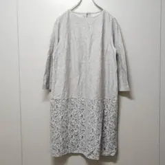 magots 未使用品 長袖カットソーワンピース チュニック 花柄レース　M