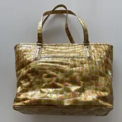 イエロー系 クロコダイル風 ハンドバッグ