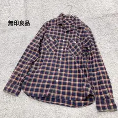 【無印良品】チェックシャツ 長袖 メンズ M