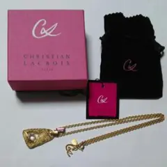 【美品】クリスチャンラクロワ ネックレス 金属素材 ピンク