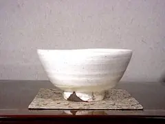 茨城・城里　松尾桃陽作　粉引　茶碗　無傷　共箱　保証。