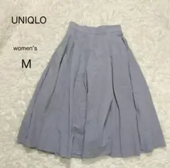 【UNIQLO】細ストライプ柄 フレアスカート M ロング 上品 春夏