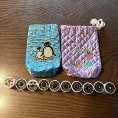 JANOMEミシンの刺繍糸（10個）と袋２つ