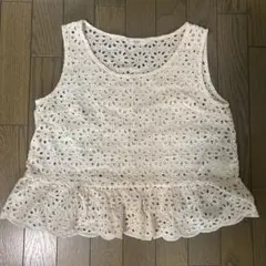 【アナザーエディション】アイボリー レース ノースリーブ トップス