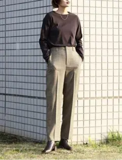 ジャーナルスタンダード ウール パンツ ウールフラノムジチェックストレートパンツ