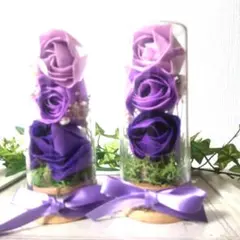 布製紫バラのアレンジメントお供え花仏花納骨堂飾りお彼岸敬老の日ギフト２点組