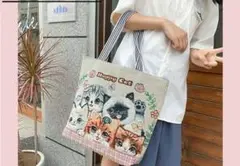 【新品】猫刺繍柄トートバッグ可愛い買い物袋