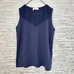 新品・未使用　ゴールデンベア レース切替ノースリーブ　L タンクトップ　ネイビー