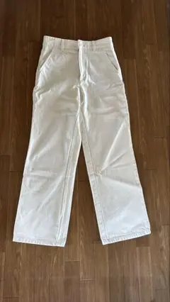 GU ホワイト ハイウェストワイドパンツ Mサイズ