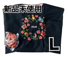 新品未使用　お花と動物の刺繍　エコバッグ L 黒