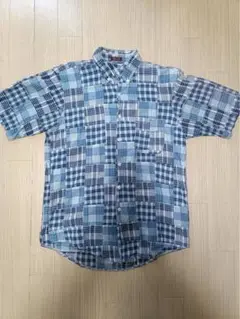【M】90's ヴィンテージ CLEVE パッチワーク 半袖 シャツUSA製