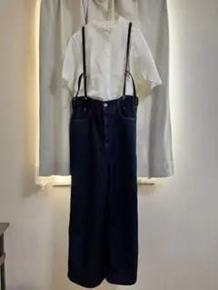 未使用　JOHNBULL ダークブルー ワイドサロペット　Lサイズ