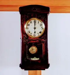 〈完動・美品〉名古屋時計吉村富三郎　宮型ゼンマイ振り子時計　ボンボン時計古時計 完動・美品〉名古屋時計吉村富三郎 宮型ゼンマイ振り子時計