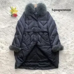 【極美品】Aquascutum 高級 ブルーフォックス ダウン ダークグレー L