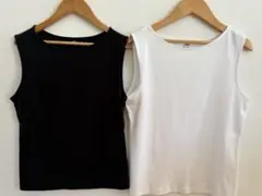 UNIQLO ボートネックノースリーブT 2枚組