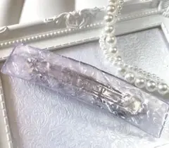 ひんやり氷プレートのバレッタ① 薄紫　氷レジン　アイス　chackymade