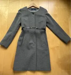 【美品】シップス ships ノーカラーコート ベルト付き