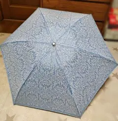 【最終値下げ】銀座松屋百貨店 オーロラ企画 折りたたみ日傘 軽量 ブルー 地模様