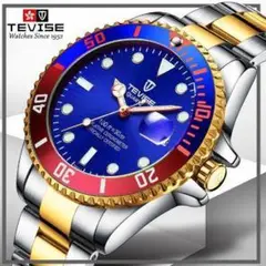 j80 送料込み TEVISE メンズ 腕時計 発光 ステンレス ラグジュアリー