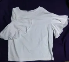 UNIQLO フリルスリーブ Tシャツ M ホワイト、レディース