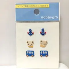 familiar アイロンワッペン アンカー・クマ・バス 男の子ファミリア 青