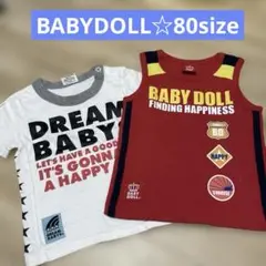 ベビードール 80 半袖 Tシャツ タンクトップ レッド ホワイト 男の子