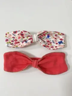 プチバトー　フローラルパターンとピンクのヘッドバンドセット