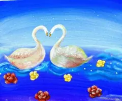 白鳥のアクリル画