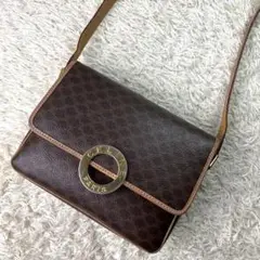 極美品 CELINE セリーヌ ショルダーバッグ サークル金具 ブラウン
