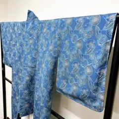 ブルーの傘柄の小紋 着物