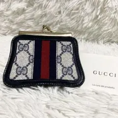 【美品】グッチ コインケース シェリーライン バタフライ ネイビー 箱付き