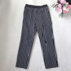 ニーム カジュアルパンツ ストライプ クロップド 薄手 シンプル ウエストゴム