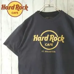 ハードロックカフェ Tシャツ シント・マールテン ビックロゴ ゴム 紺