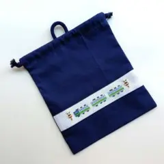 給食袋　電車　山手線　ネイビー