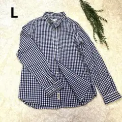Natural Story ボタンダウン長袖シャツ ギンガムチェック ブルー