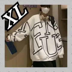 薄手 ホワイト XL メンズ レディース トレーナー 韓国系 ファッション