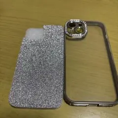 シルバー グリッター iPhone15ケース