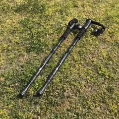 【新品】トレッキングポール 軽量アルミ製ブラック 2本セット【284】D0827