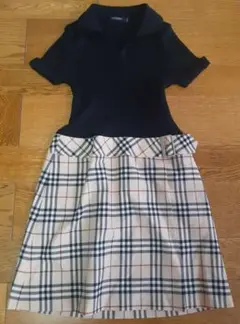 BURBERRY LONDON バーバリー 半袖ワンピース ブラック チェック柄