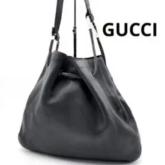 良品 GUCCI レザー 巾着 ショルダーバッグ グッチ