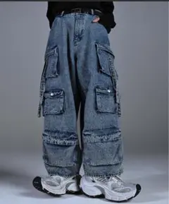 【美品】ADRER（アドラー） パラシュートカーゴパンツ ブルー