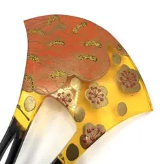 【特大】金箔梅×赤蒔絵 華やか和装かんざし バチ型