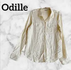 Odille クリーム色 長袖シャツ ポケット付きレーヨン100%