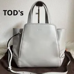 ✨️美品✨️ TOD's ショルダーバッグ 2way オールグレー レザー ロゴ