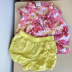 90cm 上下セット 半袖シャツ＆パンツ 男の子 女の子 保育園着 普段着