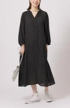 美品◆シューラルー◆大人のゆるリラックスワンピース【体型カバー】スキッパーワンピ