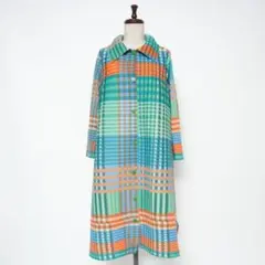 Je crois soi マルチカラープリーツチェック柄コート M-L*BD92