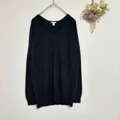 ギャップ　Vネックニット　ウール100% ブラック　Mサイズ　薄手　長袖　透け感