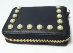 財布 パールスタッズ ブラック ミニ財布 小物入れ